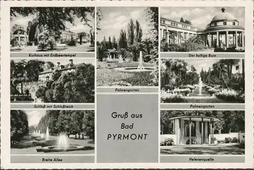 Bad Pyrmont, Kurhaus, Schloss, Breite Allee, Quelle, gelaufen 1966