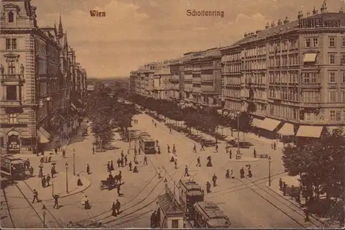 Wien, Schottenring, Strassenbahnen, gelaufen 1910