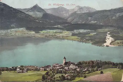 St. Wolfgang, Salzkammergut, Vue de la ville, incurvée
