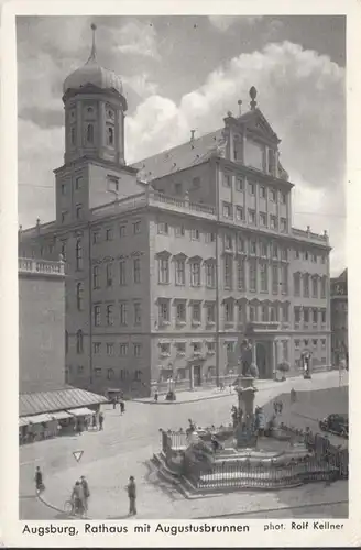 Augsbourg, hôtel de ville avec fontaine d'Auguste, non-fréquemment daté 1950
