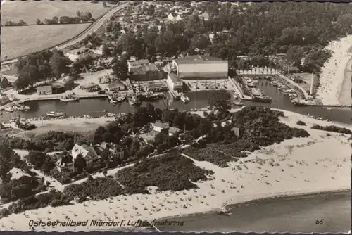 Ostseeheilbad Niendorf, Hafen, Strand, Fliegeraufnahme, gelaufen 1967