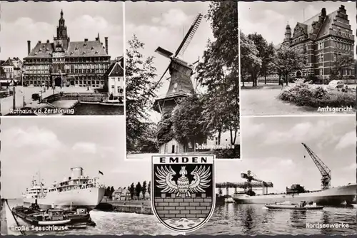 Emden, Seeschleuse, Rathaus, Amtsgericht, Nordseewerke, ungelaufen