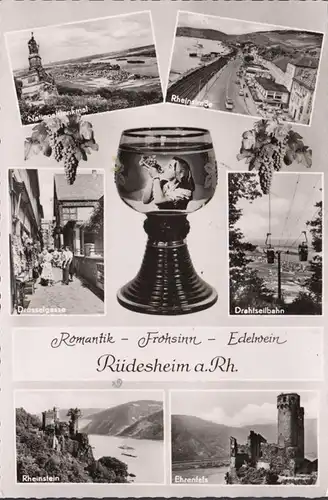 Rüdesheim, Rheinstrasse, Drosselgasse, Drahtseilbahn, ungelaufen