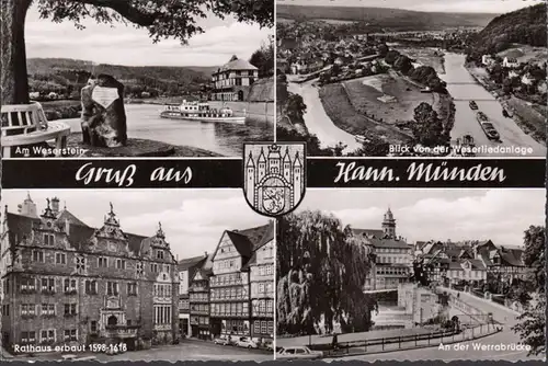 Hann. Münden, Weserstein, Rathaus, Waerrabrücke, ungelaufen