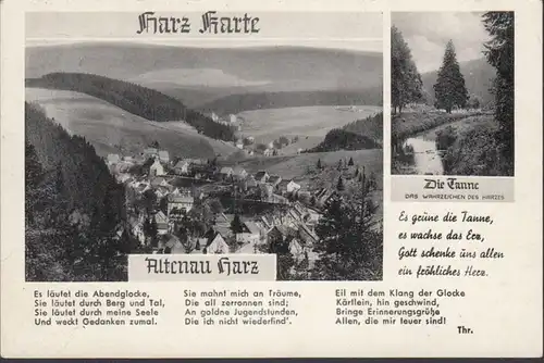 Altenau, Harz carte, Le sapin, Vue de la ville, couru 1955