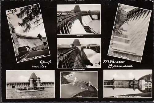 Möhnesee Schwermau, Survol, cascades, destruction de guerre, photographie aérienne, couru 1964