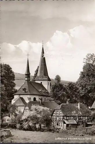 Eslohe, Stadtansicht, Kirche, gelaufen 1966