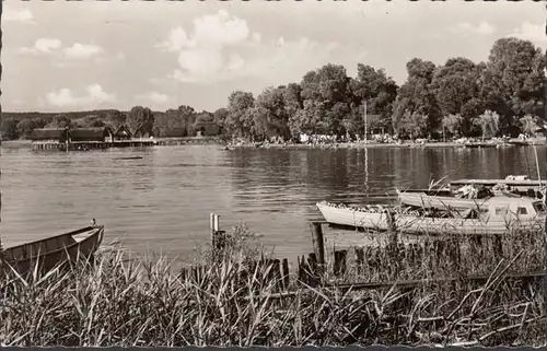 Unteruhldingen, Strandbad mit Pfahlbauten, gelaufen 1961