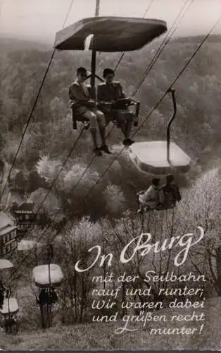 Burg an der Wupper, In Burg mit der Seilbahn, gelaufen 1958