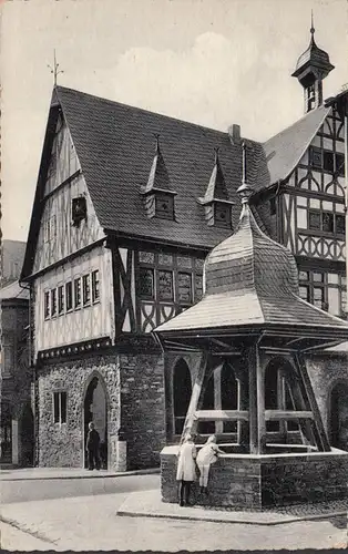 Oberlahnstein, Rathaus mit Brunnen und Kindern, gelaufen 1961