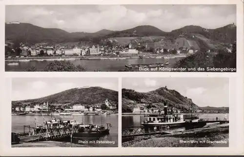 Blick auf Königswinter, Petersberg, Drachenfels, ungelaufen