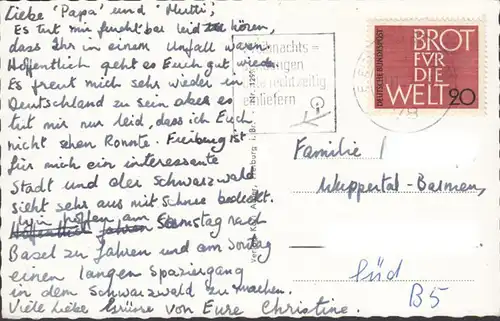 Freiburg i.B. Oberlinden, Schwabentor, Bäckerei, Hotel Bären, Solidus Schuhe, gelaufen 1962