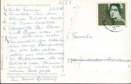 Wommelshausen, Fliegeraufnahme, gelaufen 1975