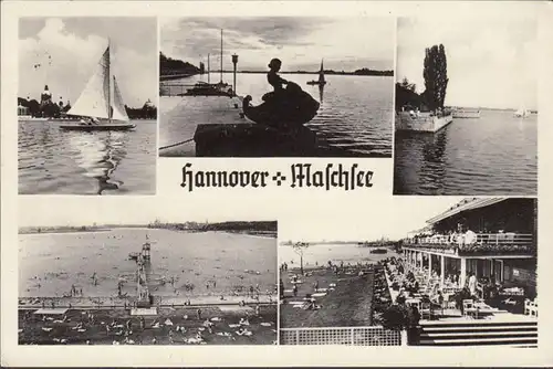 Hannover, Maschsee, Mehrbild, gelaufen 1950