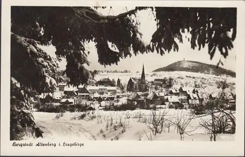 Altenberg, Stadtansicht im Winter, gelaufen 1955
