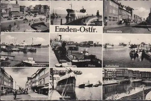 Emden, Rathausplatz, Westmole, Neutorstrasse, Hafen, gelaufen 1962