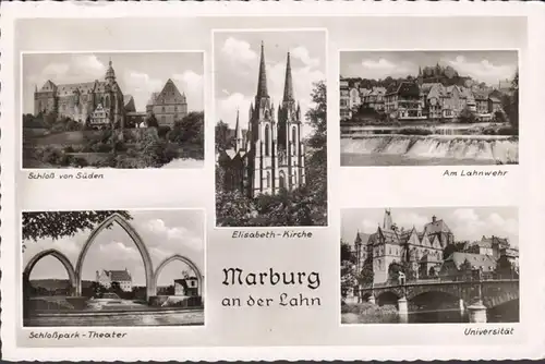 Marburg, Lahn Weir, Castle, University, gelaufen 1958