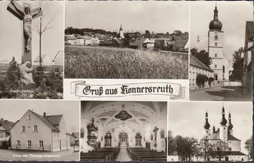 Konnersreuth, Haus der Therese Neumann, Friedhofskreuz, gelaufen