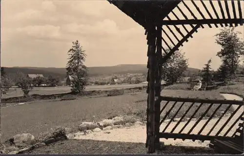 Schellerhau, vue partielle, parc avec bancs, non-roulé