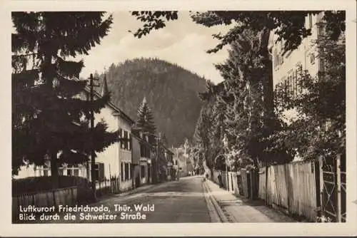 AK Friedrichroda, Blick durch die Schweizer Straße, ungelaufen