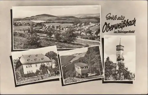 Oberweißbach, Bergbahn, Turm, Stadtansicht, gelaufen 1966
