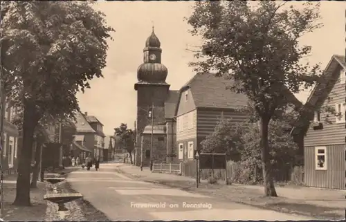 Frauenwald, Strassenansicht mit Kirche, gelaufen 1963