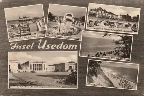 Île d'Usedom, pont de mer, pavillon, maison de loisirs, Kurhaus, couru 1967