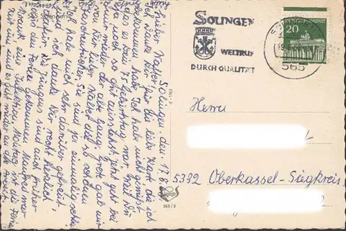 Solingen, Hauptstrasse, Finanzamt, Kirche, gelaufen 1968