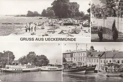 Ueckermünde, Strand, Haffjungfrau, Fischerboote, ungelaufen