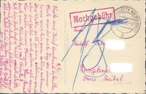 Ahlbeck, Dünenstrasse, Nachgebühr, gelaufen 1961