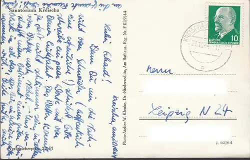 Kreischa, Sanatorium, gelaufen 1964