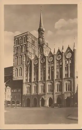 Stralsund, Rathaus und St. Nikolai, gelaufen 1954