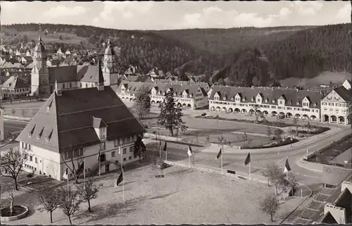 Freudenstadt, Kirche und Stadthaus, gelaufen 1956