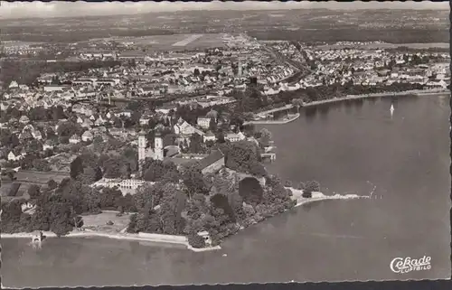 Friedrichshafen, Château, ville, photographie aérienne, couru 1957