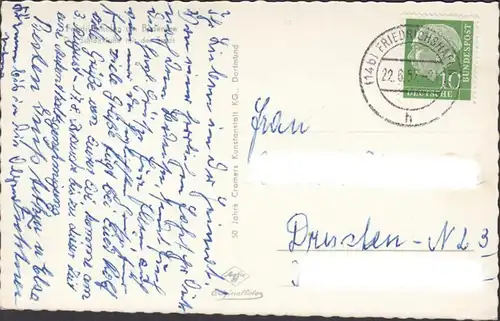 Friedrichshafen, Schlosskirche, Stadt, Fliegeraufnahme, gelaufen 1957