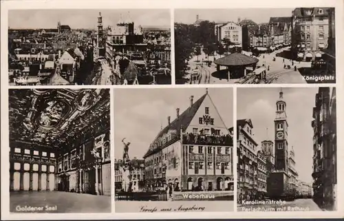 Augsburg, Karolinenstrasse, Perlachturm, Rathaus, Königsplatz, ungelaufen