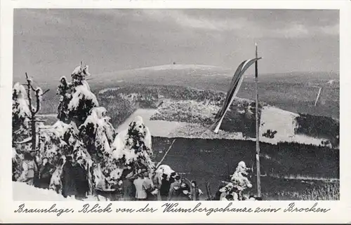 Braunlage, Blick von der Wurmbergschanze zum Brocken, gelaufen 1955