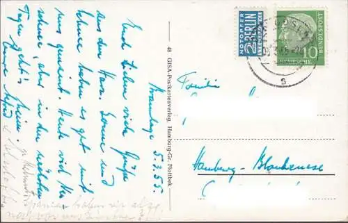 Braunlage, Blick von der Wurmbergschanze zum Brocken, gelaufen 1955