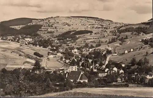 Klingenthal, Brunndöbra, Panoramaansicht der Stadt, gelaufen 1960