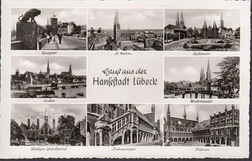 Lübeck, Burgtor, St. Marien, Rathaus, Hafen, ungelaufen