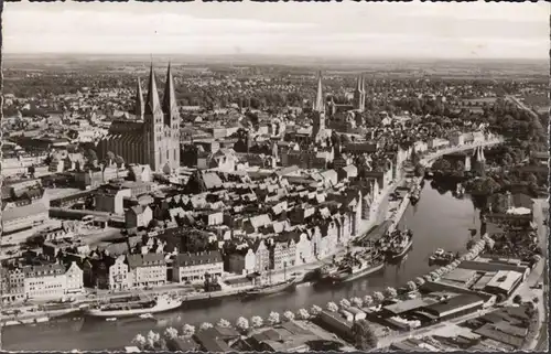 Lübeck, Fliegeraufnahme, gelaufen 1961