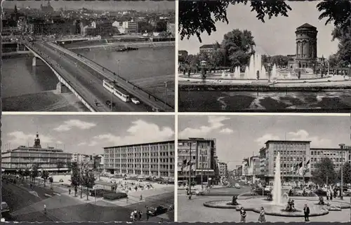 Mannheim, Kurpfalzbrücke, Innenstadt, Wasserspiele, gelaufen 1958