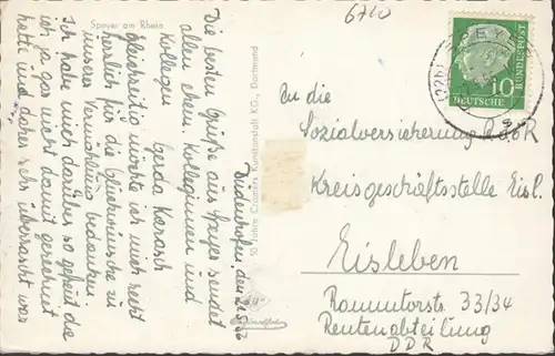 Speyer am Rhein, Fliegeraufnahme, gelaufen 1956