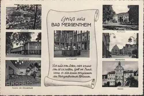 Bad Mergentheim, Marktplatz, Kurhaus, Wandelhalle, gelaufen 1956