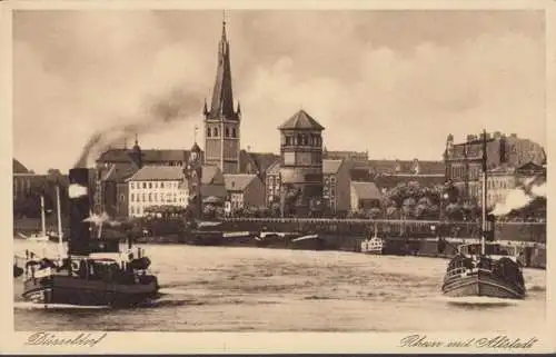 Düsseldorf, Rhein, Altstadt, Dampfer, ungelaufen