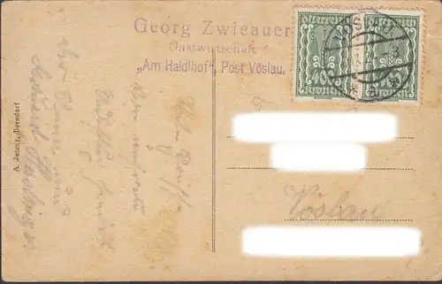 Gainfarn, Schloss Merkenstein, Gastwirtschaft Zwieauer, gelaufen 1924