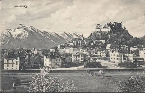 Salzburg, Panoramaansicht, gelaufen 1912