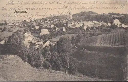 Haslach au moulin, vue de la ville, couru en 1925