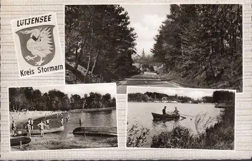 Lütjensee, vue sur la route, bateaux à rames, marches