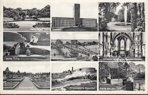 Wilhelmshaven, Strandhalle, Rathaus, Banter Ruine, gelaufen 1957